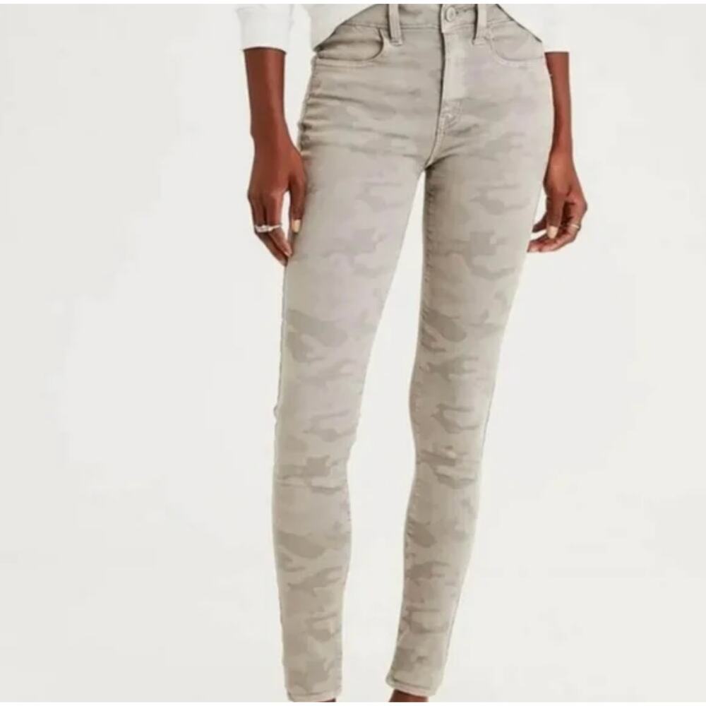 American‎ Eagle Gray Camouflage Ne(x)t Level Stretch Hi-Rise Jegging Size 6